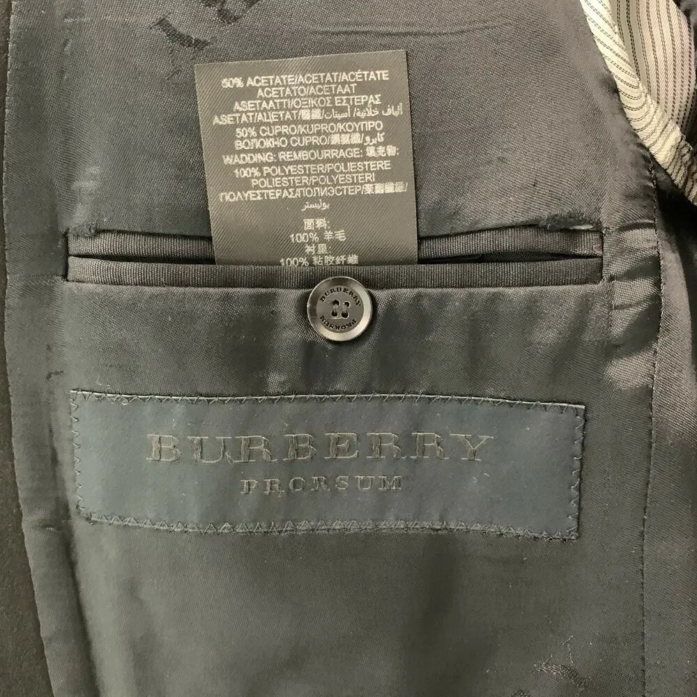BURBERRY PRORSUM Chest Size 38 Black Virgin Wool Tuxedo Sport Coat